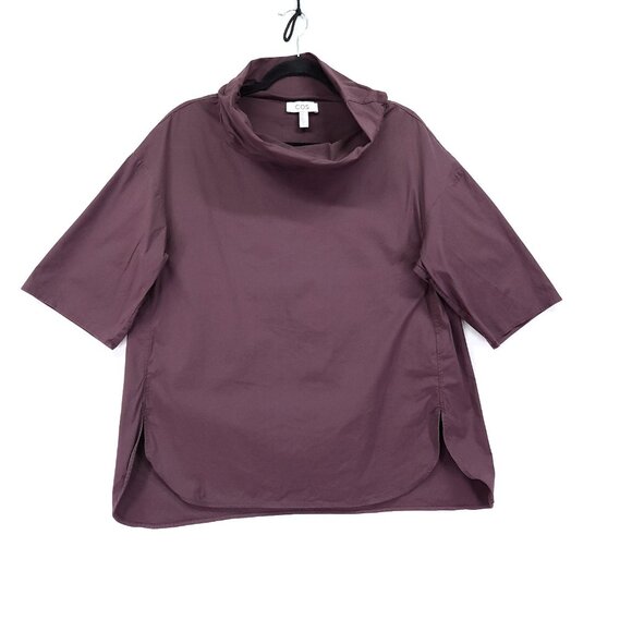 COS Roll Neck Tunic Top Size 4 Quarter Sleeve Minimalist Blouse Long Back Hem - Picture 16 of 16